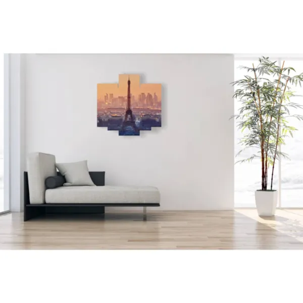 Drucke den Eiffelturm bei Sonnenuntergang.