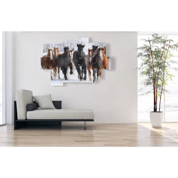 Gemälde, Pferde, Bewegung auf dem Schnee