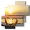 painting sunset in a book heart - version: 4 pannelli 77x78cm