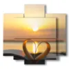 painting sunset in a book heart - version: 5 pannelli 89x85cm