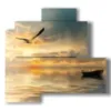 quadro mare barca e gabbiano al tramonto - version: 4 pannelli 83x78cm