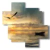cuadro mare barco y gaviota al atardecer - version: 4 pannelli 97x97cm