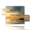 cuadro mare barco y gaviota al atardecer - version: 5 pannelli 128x85cm