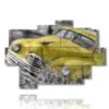 quadri con auto vintage yellow - version: 9 pannelli 164x114cm
