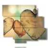 modern paintings with wooden hearts - version: 6 pannelli 113x99cm