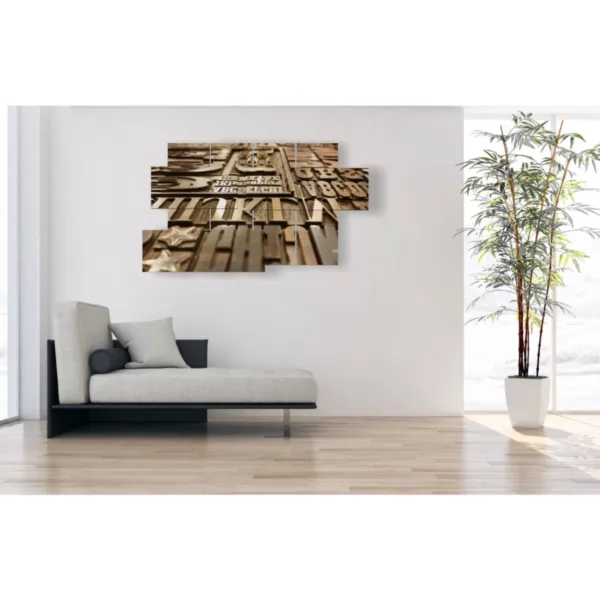 Print with inscriptions in English