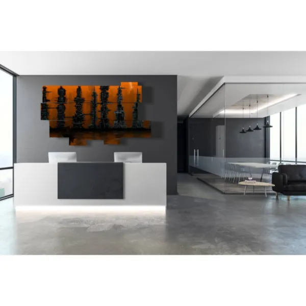 Diseño de interiores con cuadro marrón.