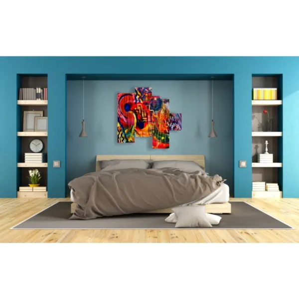 impressions modernes en rouge et bleu