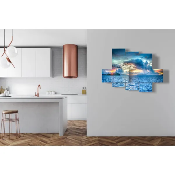 Decoración de mar y cielo en una puesta de sol de verano.