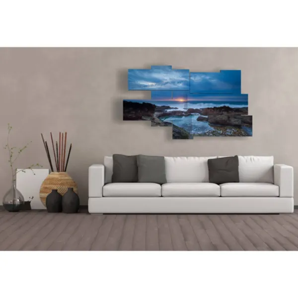 Paintings with a seaside landscape at sunset