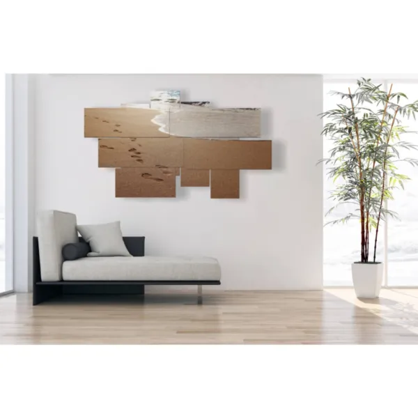 Poster mit Fußspuren am Meeresufer