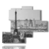 black and white panoramic painting of paris - version: 5 pannelli 120x99cm