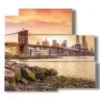 painting ny sunset colors on the bridge - version: 5 pannelli 102x93cm