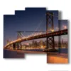 painting golden gate illuminated at night - version: 5 pannelli 89x77cm