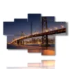painting golden gate illuminated at night - version: 6 pannelli 136x91cm