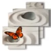paintings red butterflies in zen world - version: 4 pannelli 77x78cm