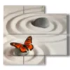 paintings red butterflies in zen world - version: 4 pannelli 91x85cm