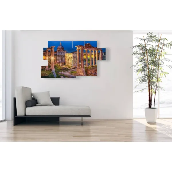 Paintings of Rome displayed in shops.