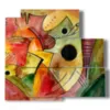 abstract colored paintings with fantasy figures - version: 5 pannelli 102x93cm