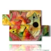 abstract colored paintings with fantasy figures - version: 5 pannelli 128x85cm