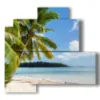 caribbean sea painting on a lonely island - version: 4 pannelli 83x78cm