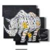 bilder abstrakte tiere nashorn mit verbundenen augen - version: 6 pannelli 113x99cm