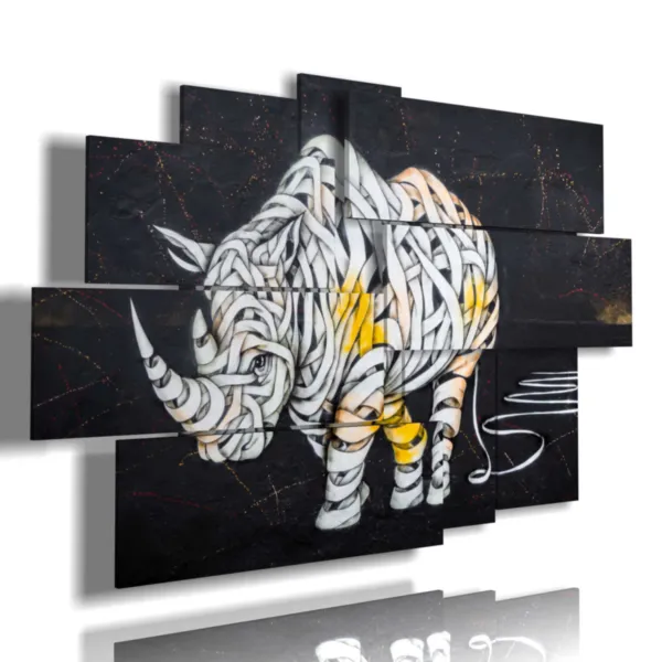 Abstract animal paintings: blinded rhinoceros