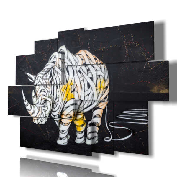 tableaux abstraits animaux rhinocéros yeux bandés