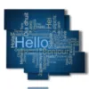 quadro con scritte hello - version: 6 pannelli 113x99cm