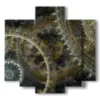 modern painting with panels and gears - version: 5 pannelli 89x85cm