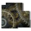 modern painting with panels and gears - version: 5 pannelli 102x93cm