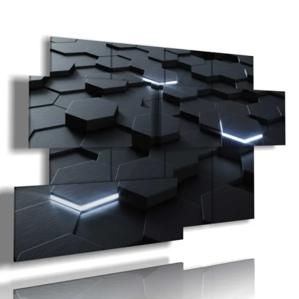 Contemporary abstract hexagon paintings