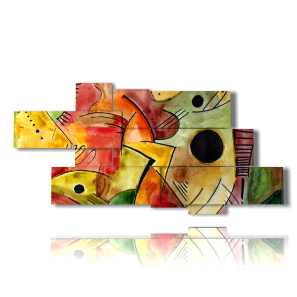 tableaux abstraits colorés avec figures à motifs
