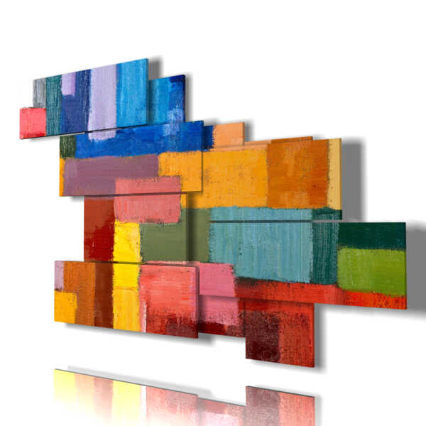 quadri geometrici colorati in frammenti di pittura