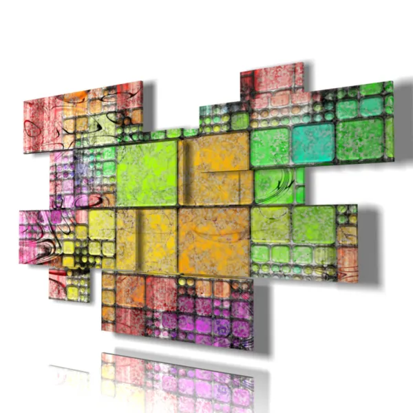 cuadros geométricos modernos cuadrados coloridos