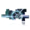 modern abstract technological painting - version: 12 pannelli 257x117cm