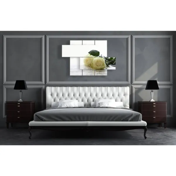 A painting of white roses