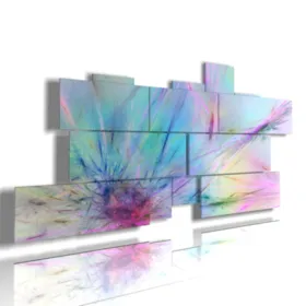 Modern paintings with still life and flower stems.