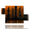 brown abstract modern painting of skyscrapers - version: 5 pannelli 128x85cm