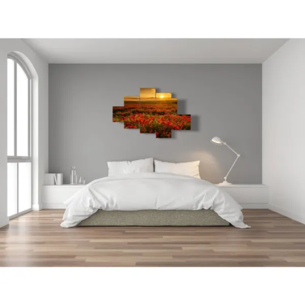 stampe di campo di papaveri al tramonto