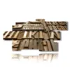 paintings with typographic english writings - version: 10 pannelli 212x111cm