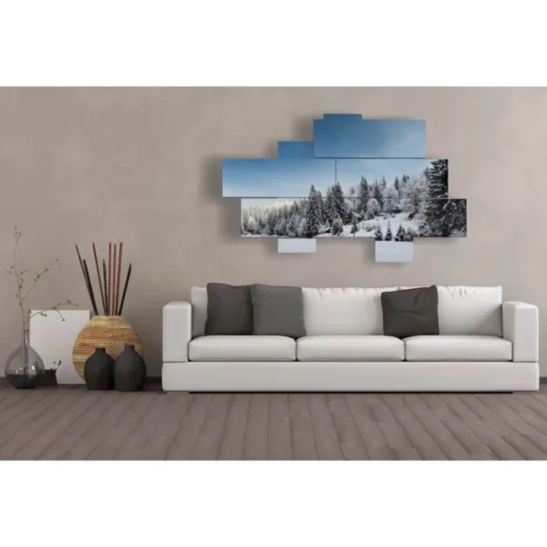 Mountain paintings with snowy peaks