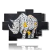 bilder abstrakte tiere nashorn mit verbundenen augen - version: 9 pannelli 164x114cm