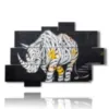tableaux abstraits animaux rhinoceros yeux bandes - version: 10 pannelli 173x114cm