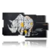 tableaux abstraits animaux rhinoceros yeux bandes - version: 10 pannelli 183x100cm