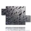 modern paintings silver hexagons - version: 5 pannelli 128x85cm