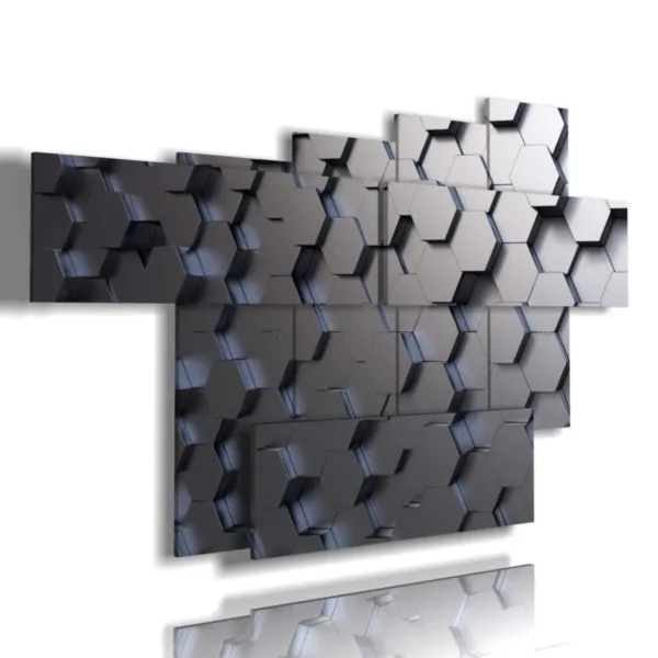 Carrés modernes en argent avec formes hexagonales