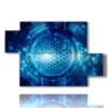 images de tableaux modernes abstraits dans la sphere bleue - version: 5 pannelli 128x85cm