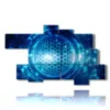 images de tableaux modernes abstraits dans la sphere bleue - version: 10 pannelli 195x118cm