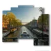 quadro con foto canali amsterdam sopra il ponte - version: 5 pannelli 89x77cm